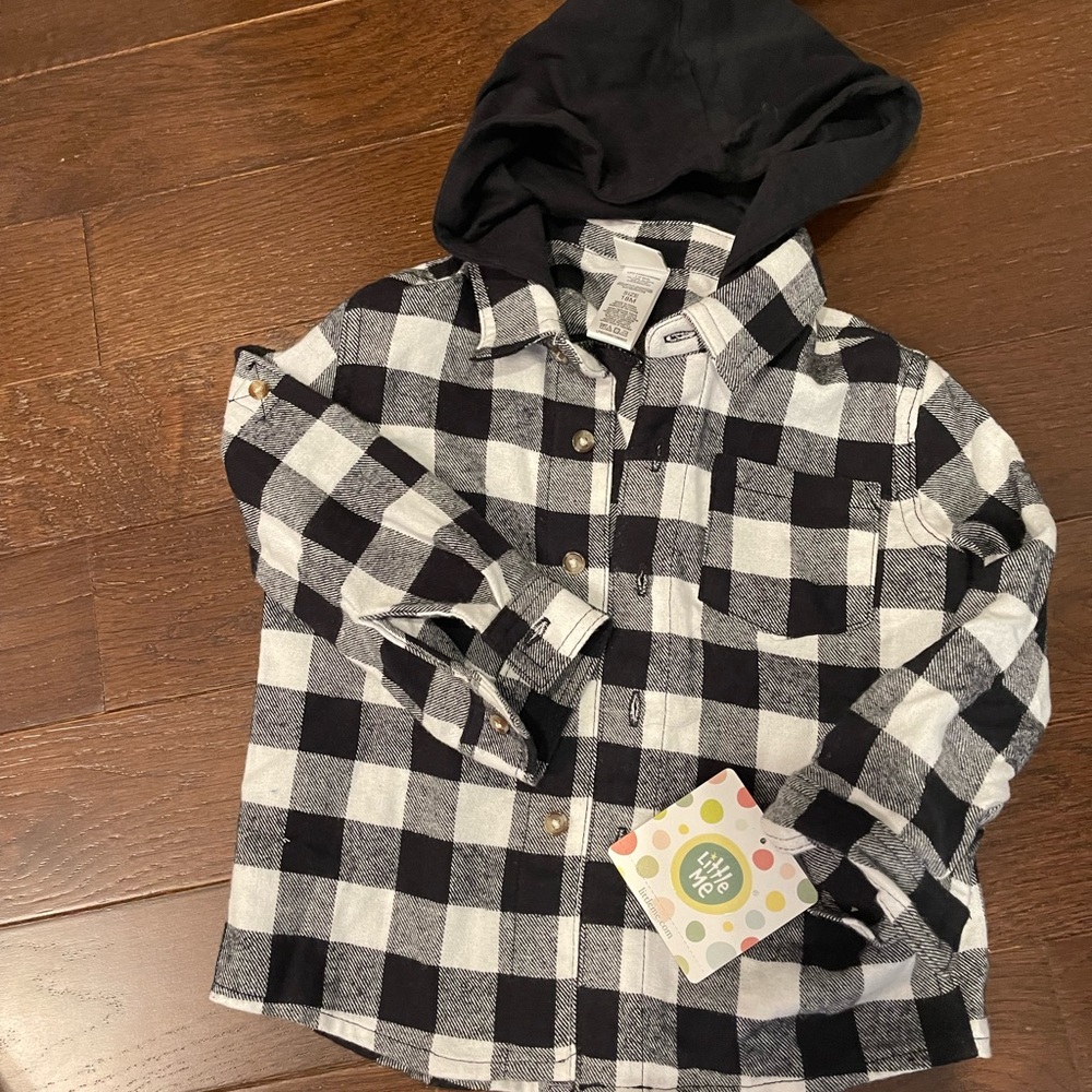 Little me flannel hooded shirt size 18 months